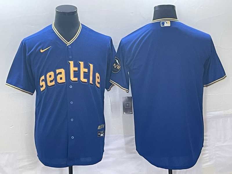 Mens Seattle Mariners Blank Blue 2023 City Connect Cool Base Stitched Jersey->seattle mariners->MLB Jersey